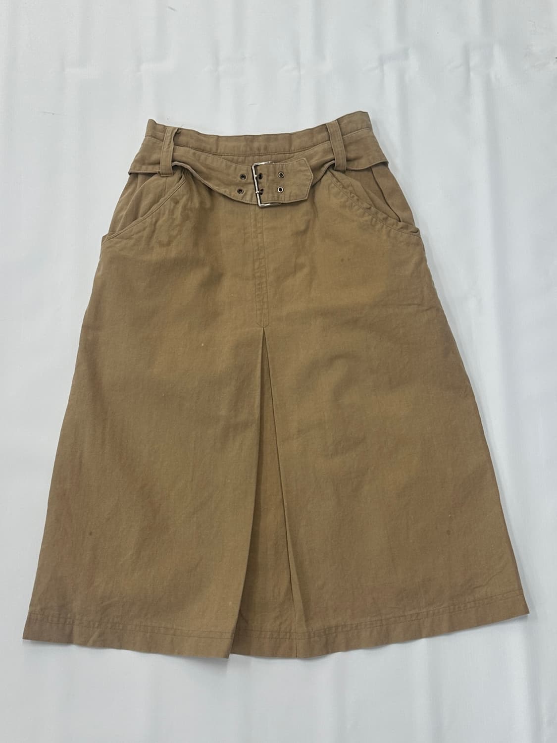 🪶베이지 벨트 세라 미디 스커트 🪶 라떼갸루 탐정룩 트임 그런지 시크 상품이미지2