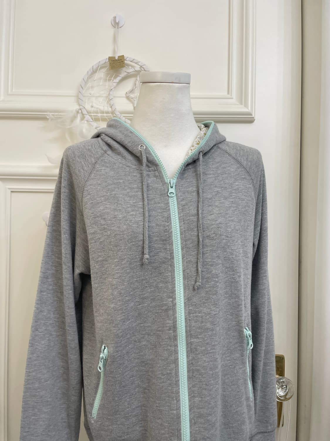 gray sky-blue zip hoodie flower mori zip 상품이미지5