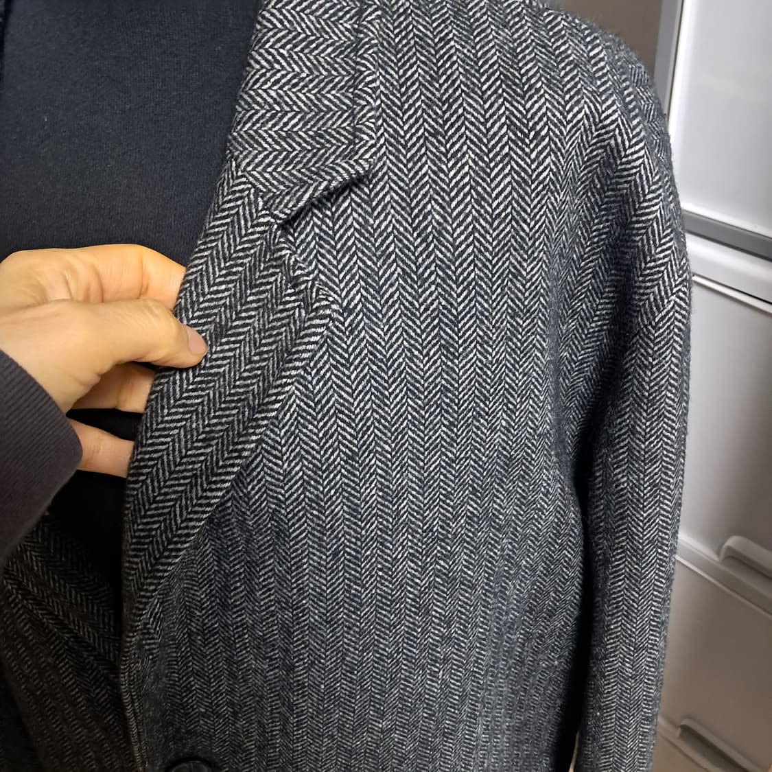 스파오 남성 헤링본 코트 롱자켓 XL 상품이미지5