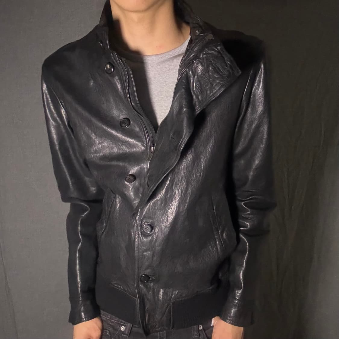 Double Neck lamb skin Leather Jacket 상품이미지3