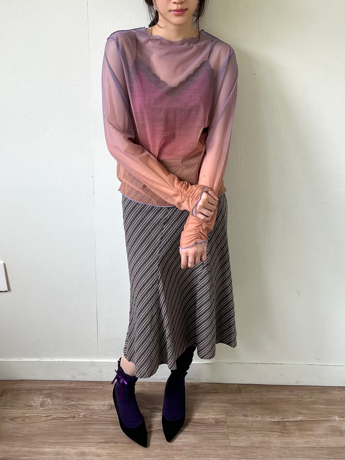 axes femme 그라데이션 시스루 탑 상품이미지5