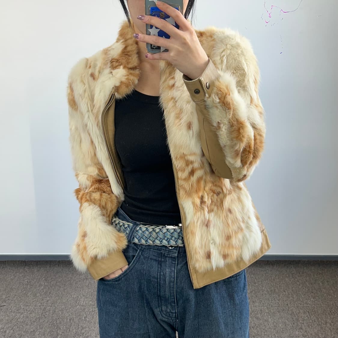 Buon Accordo 아이보리 베이지 토끼 퍼 자켓 상품이미지2