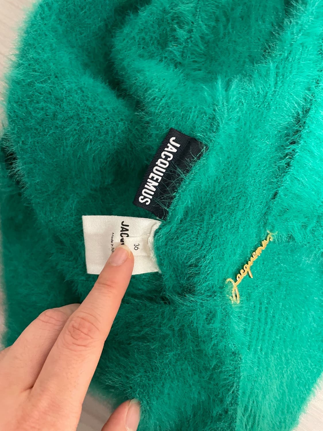 자크뮈스 라 마이유 네브 크롭 가디건 그린 36 상품이미지3