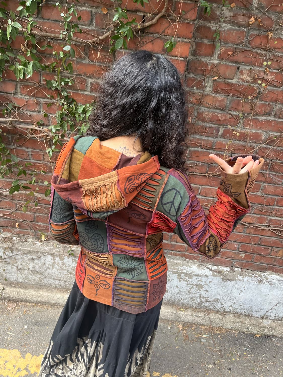 히피 에스닉 패치워크 후드 집업 상품이미지6