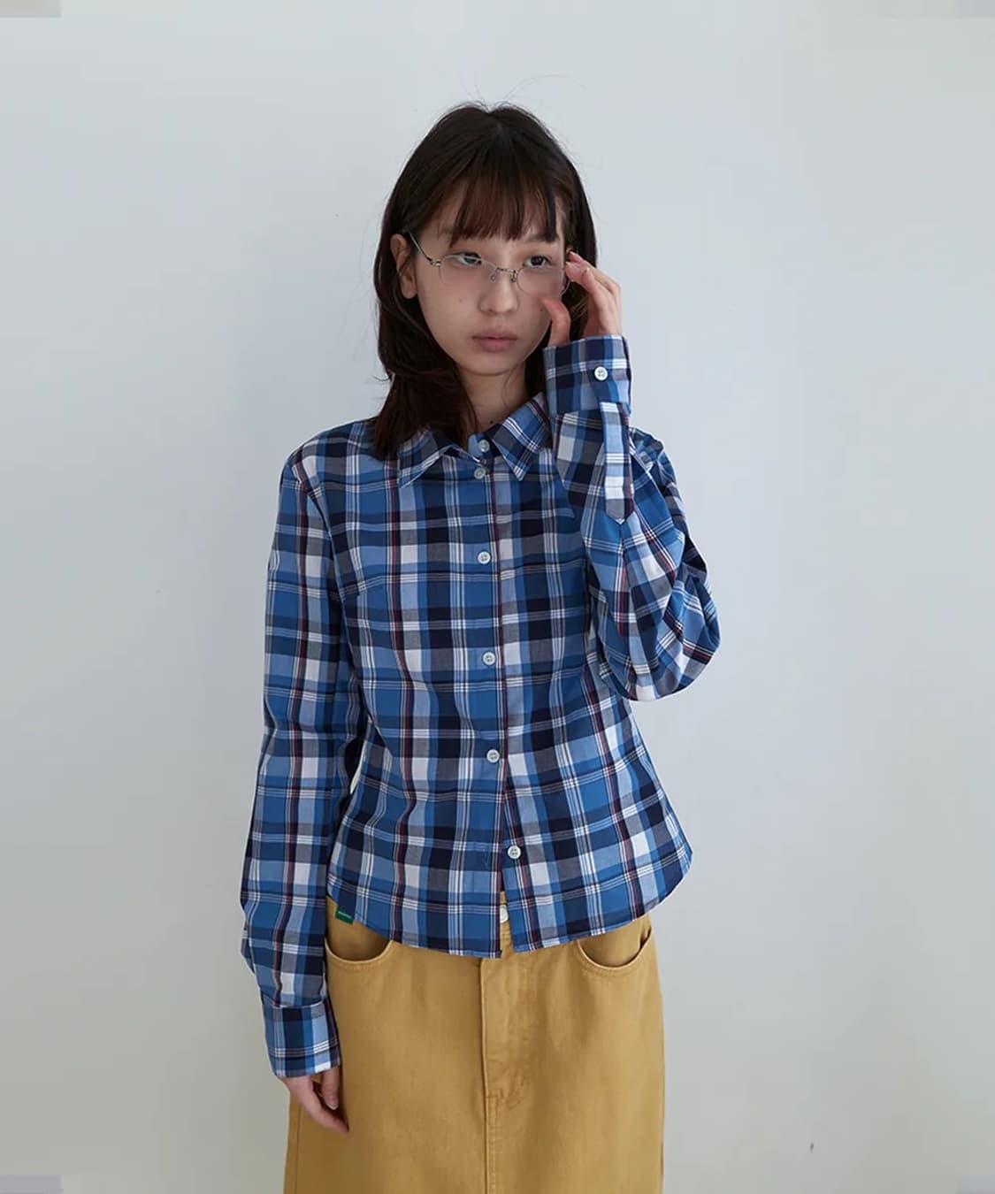 노컨텐츠 클래식 체크 셔츠 블루 상품이미지1