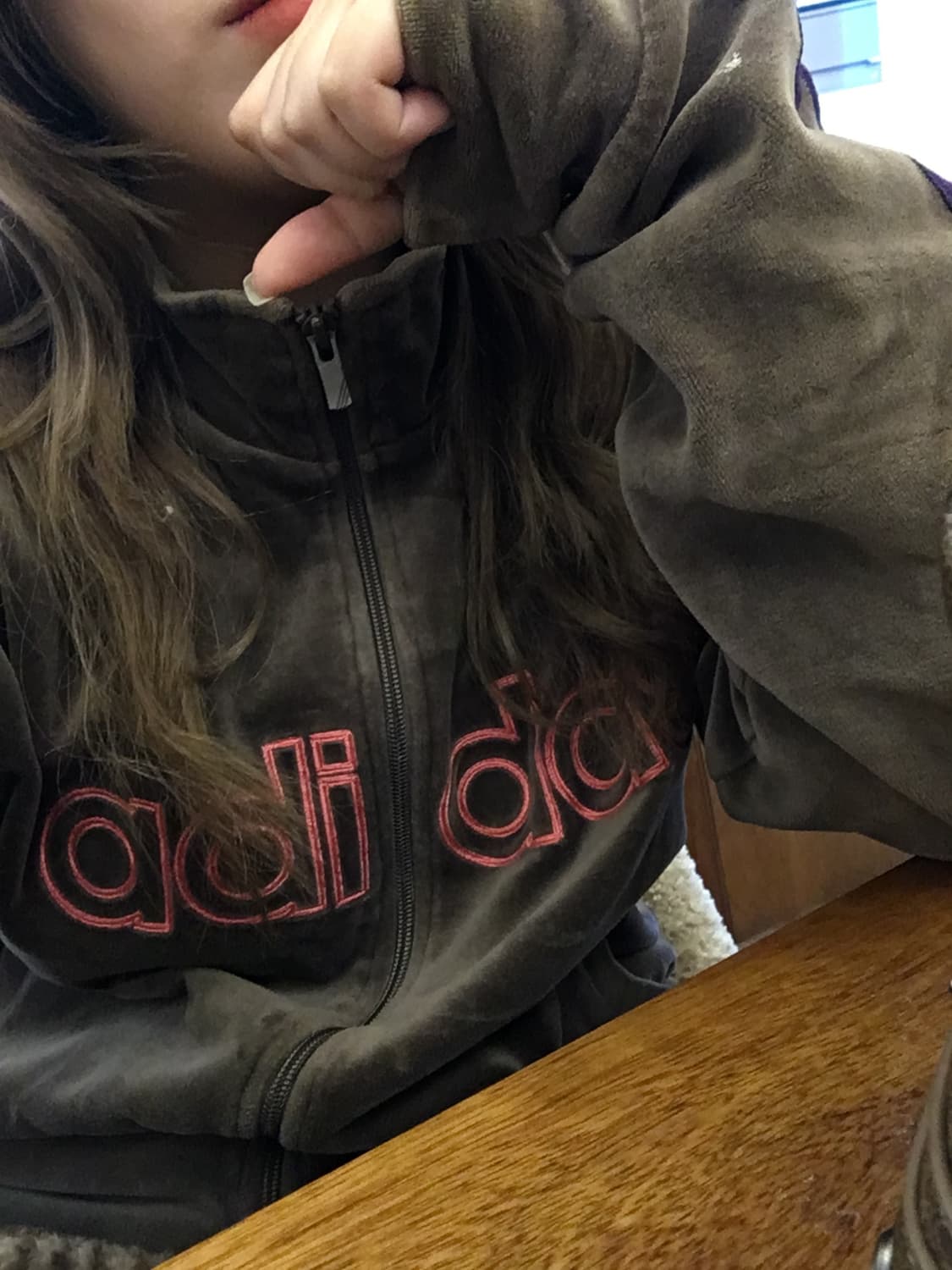 카키브라운깔 벨벳집업 상품이미지3