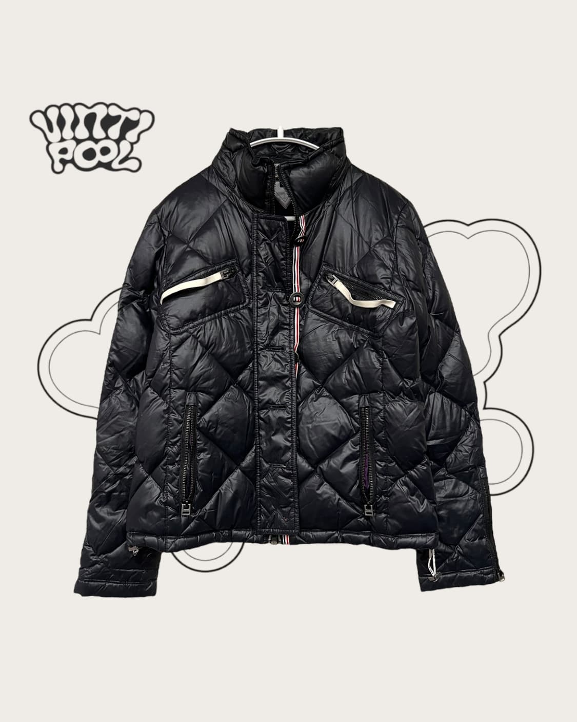 일본빈티지 타미힐피거 퀄팅 다운 패딩 M 네이비 W 상품이미지1