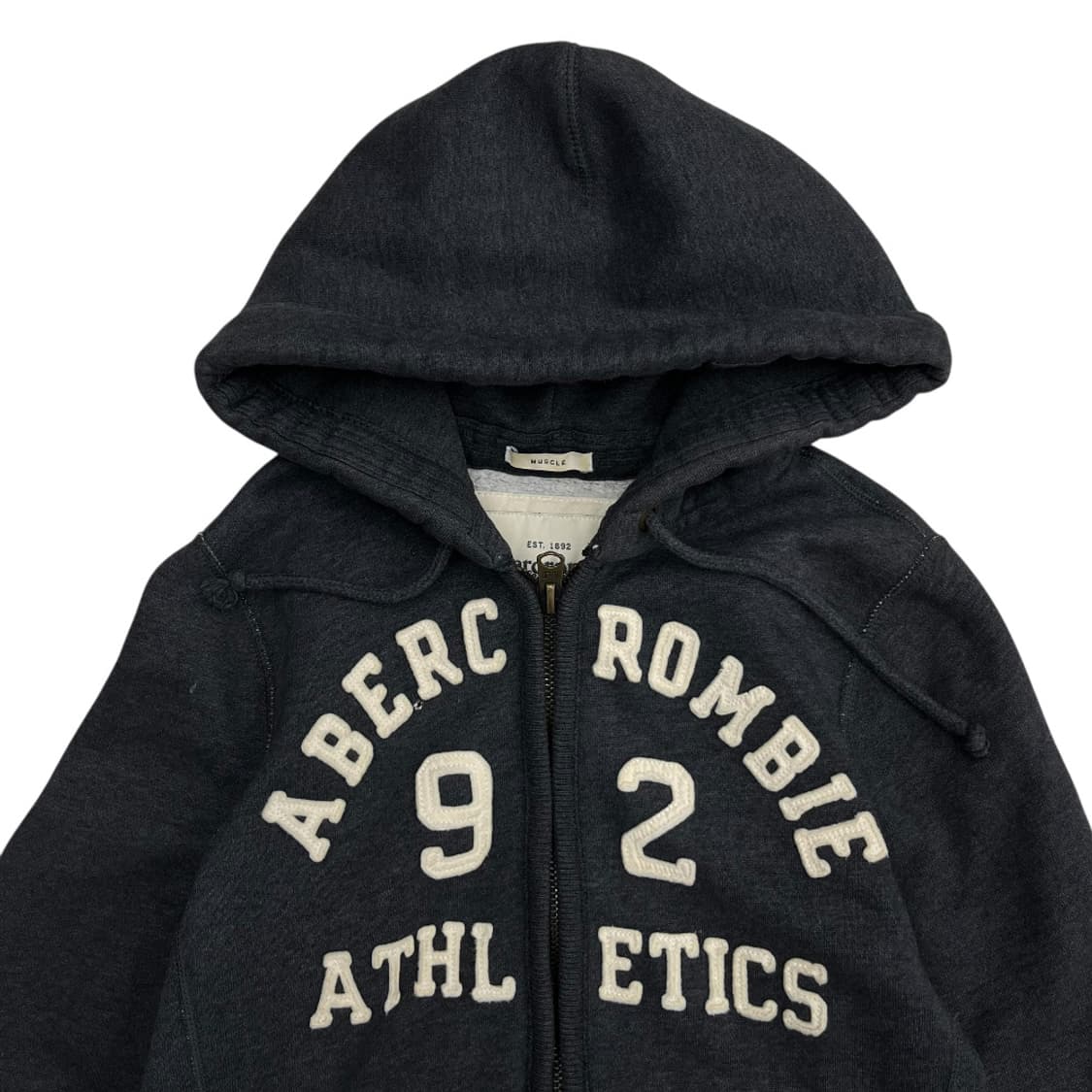 아베크롬비 화이트 센터로고 차콜 후드집업 S 상품이미지4