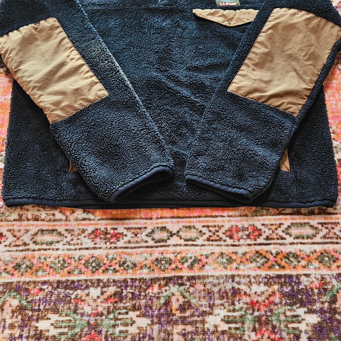 90s 엘엘빈 딥파일 신칠라 플리스 스냅티 상품이미지4