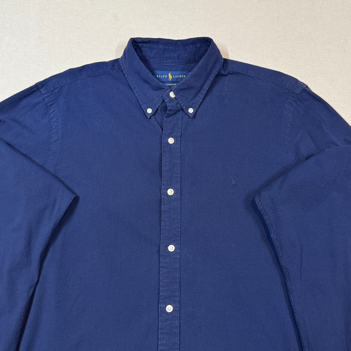 L) 폴로 랄프로렌 클래식핏 네이비 시어서커 린넨 셔츠 상품이미지3