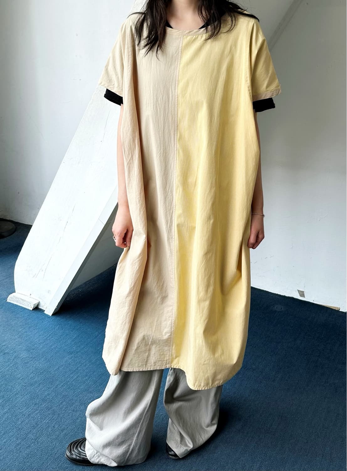 Cotton panel design wide onepiece 상품이미지8