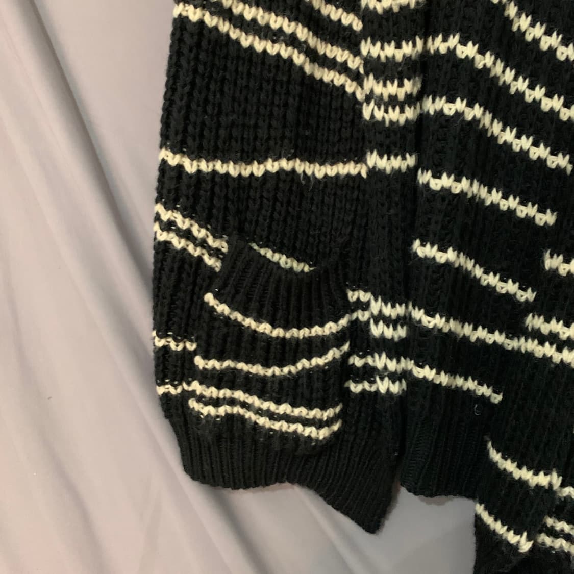 M 에센셜 앤트워프 이태리 스트라이프 오픈 카라 롱 니트 가디건 상품이미지3