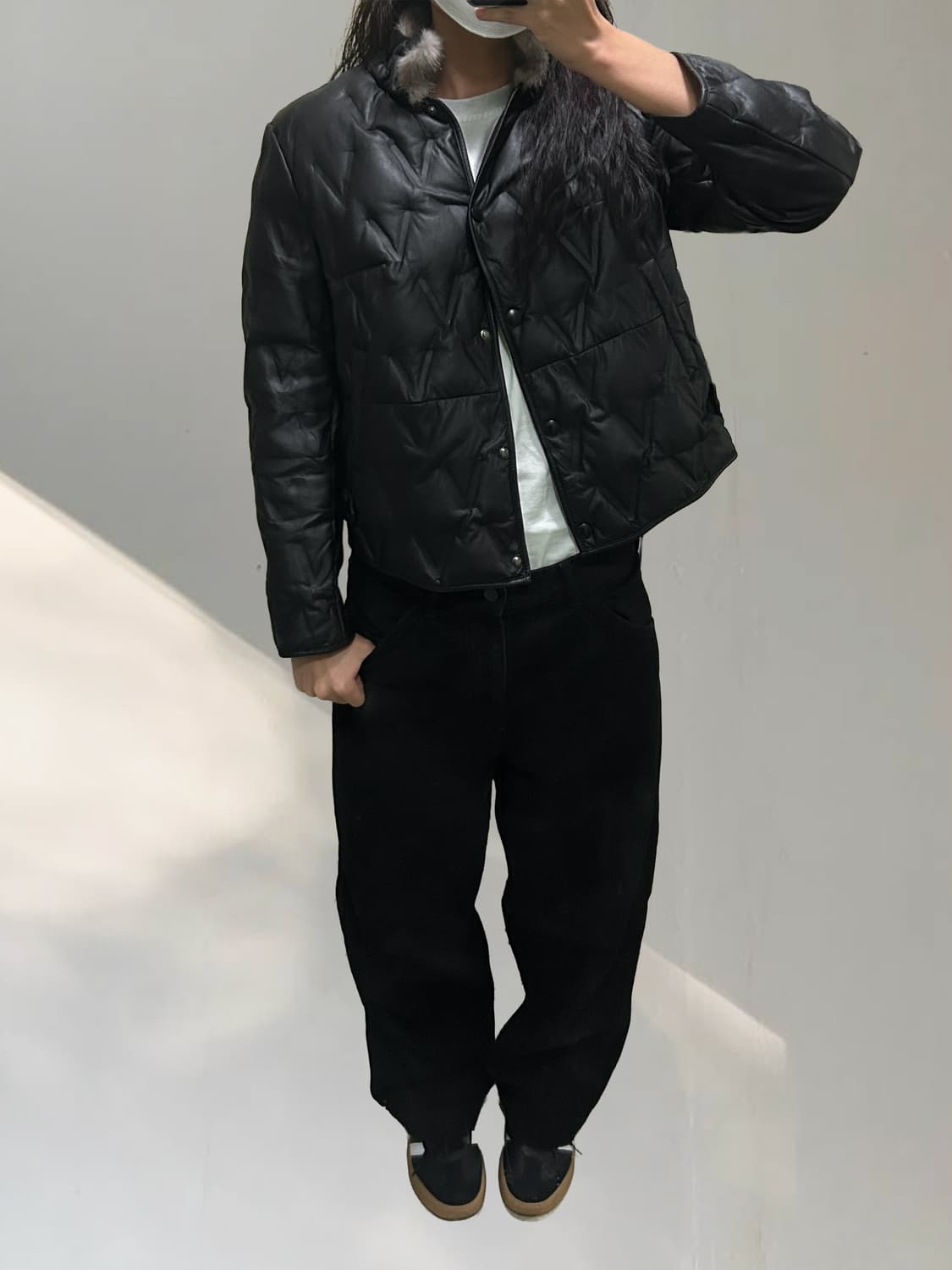 빈티지 레더 경량패딩 자켓 상품이미지7