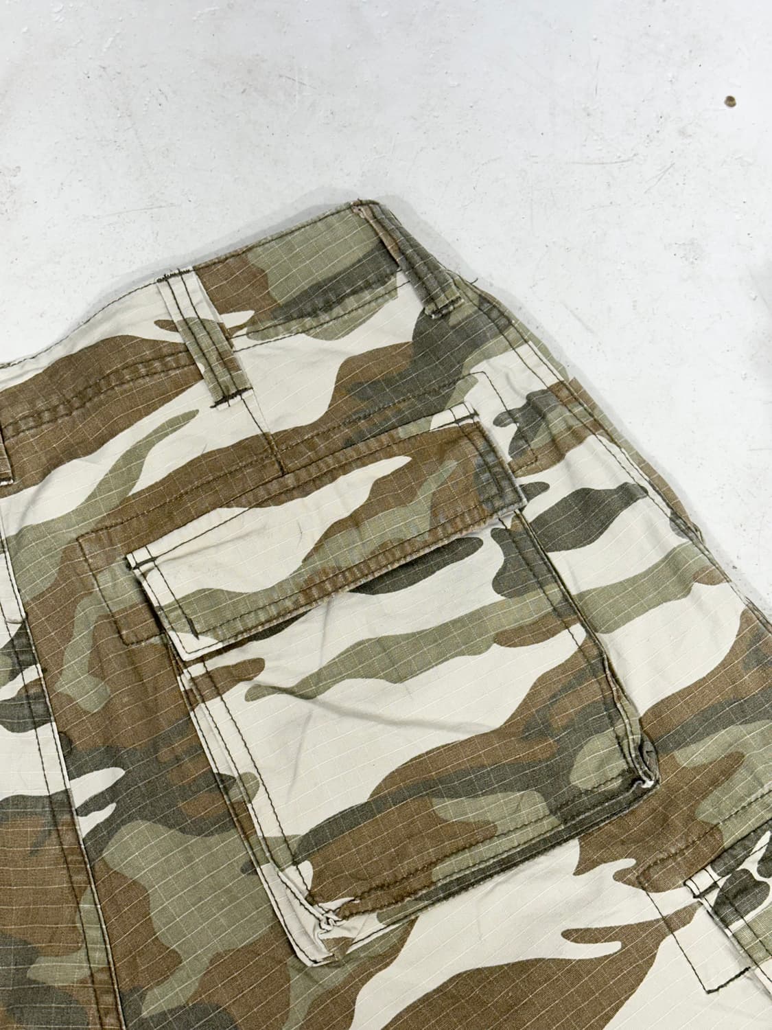 일본 빈티지 베이지 밀리터리 카모 립스타 와이드 카고 팬츠 군대 바지 M 상품이미지6