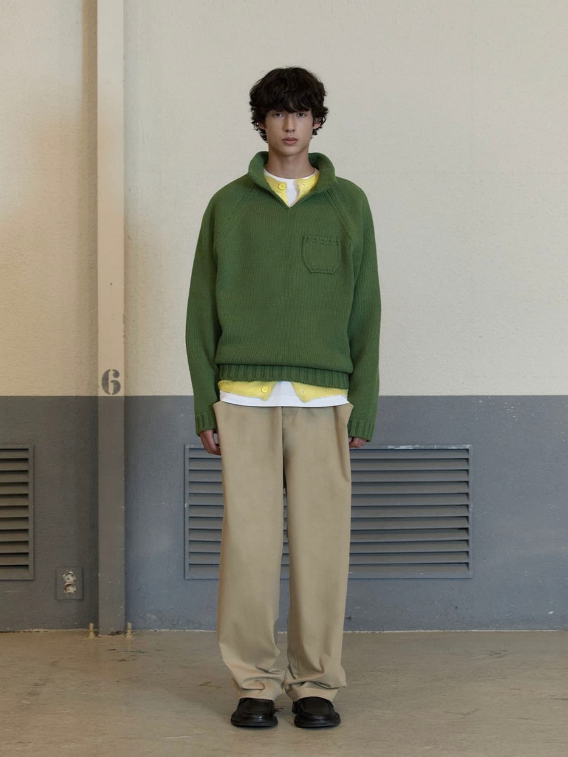 STU 카라 니트 그린 상품이미지1