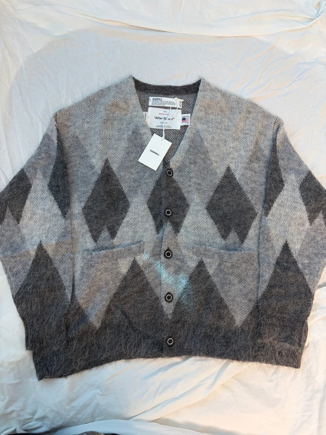 다이리쿠 아가일 모헤어 니트 가디건 상품이미지1