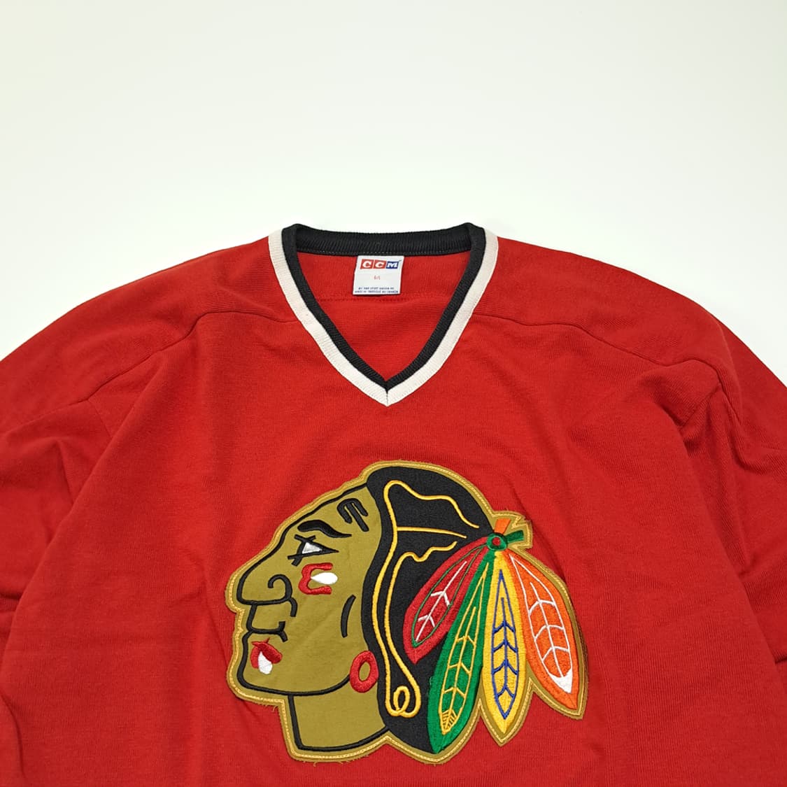 CL344 L CCM 90s 캐나다판 폴리 스트라이프 레드 니트 스웨터 상품이미지2