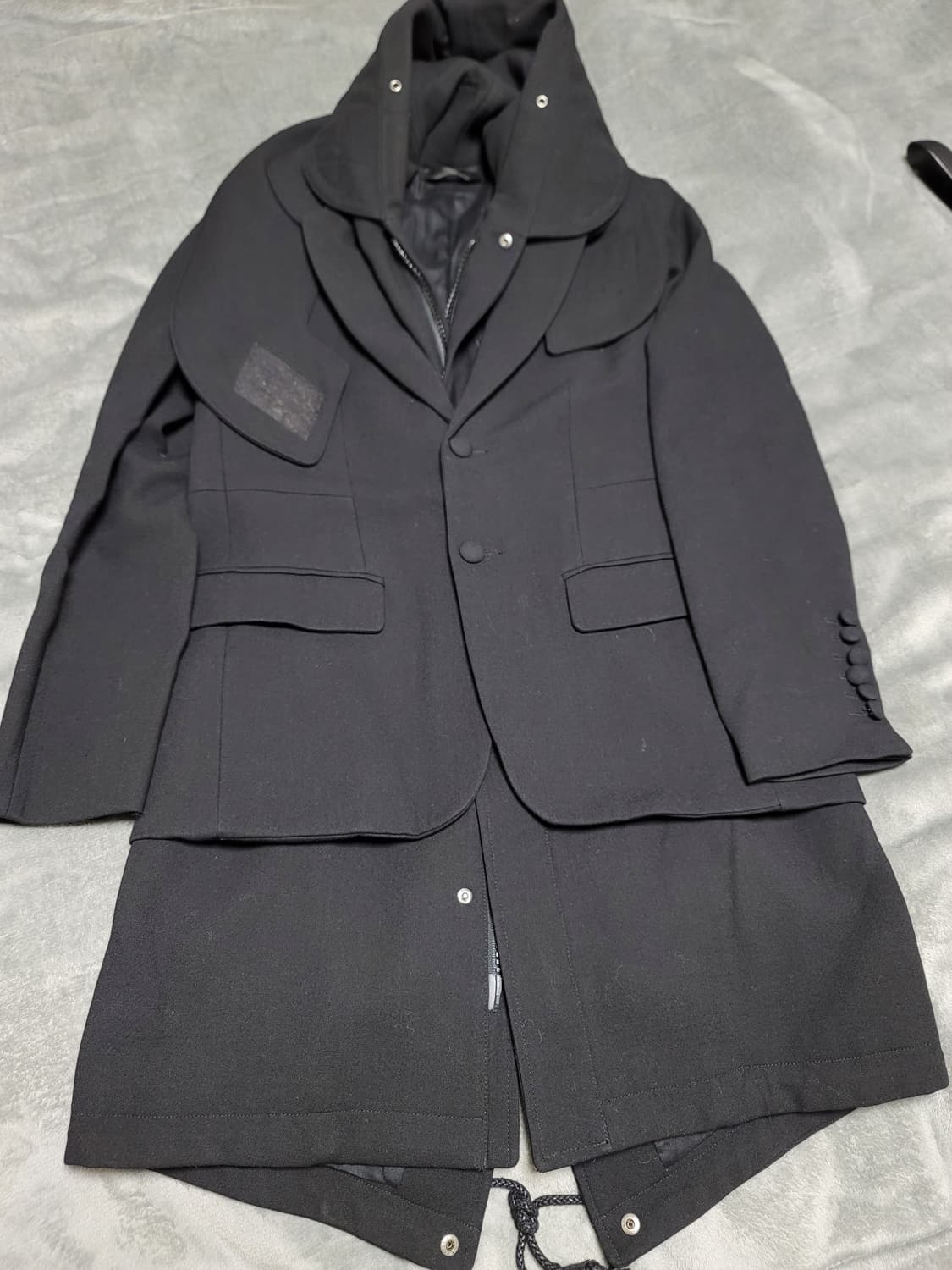 [S]맨즈온 지방시 모티브 레이어드 코트 블랙 상품이미지8