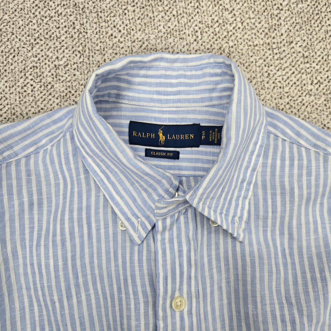 0068.폴로 랄프로렌  스트라이프린넨 셔츠 블루S 상품이미지3