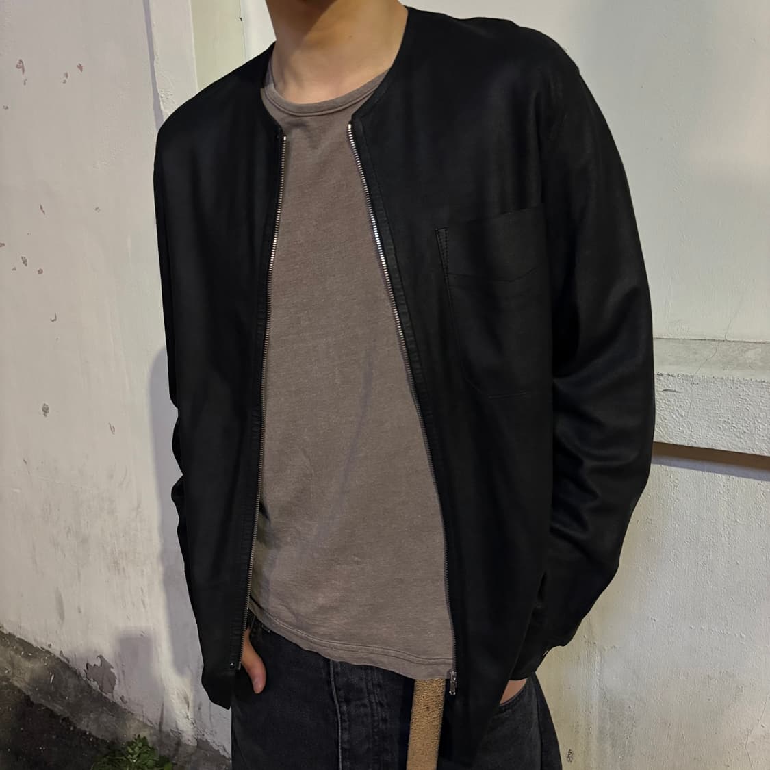 solid homme goat skin collarless jacket 상품이미지3