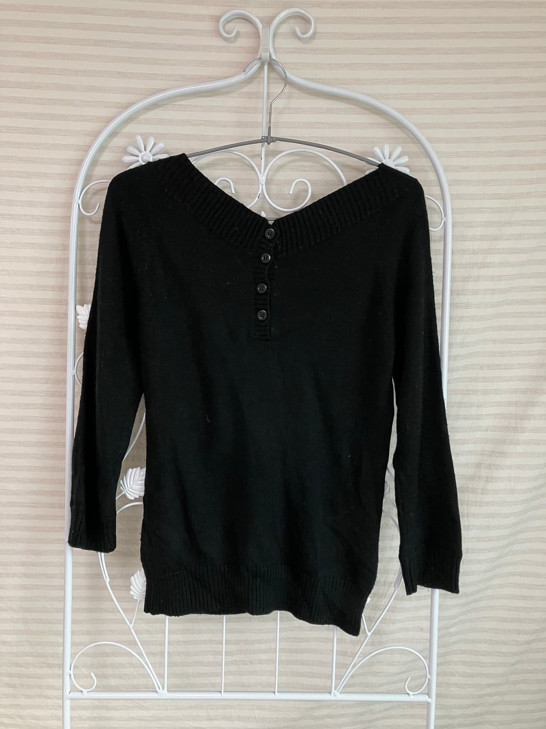 ​빈티지 블랙 버튼 브이넥 니트 y2k 스트릿 갸루 펑키 일본빈티지589 상품이미지1