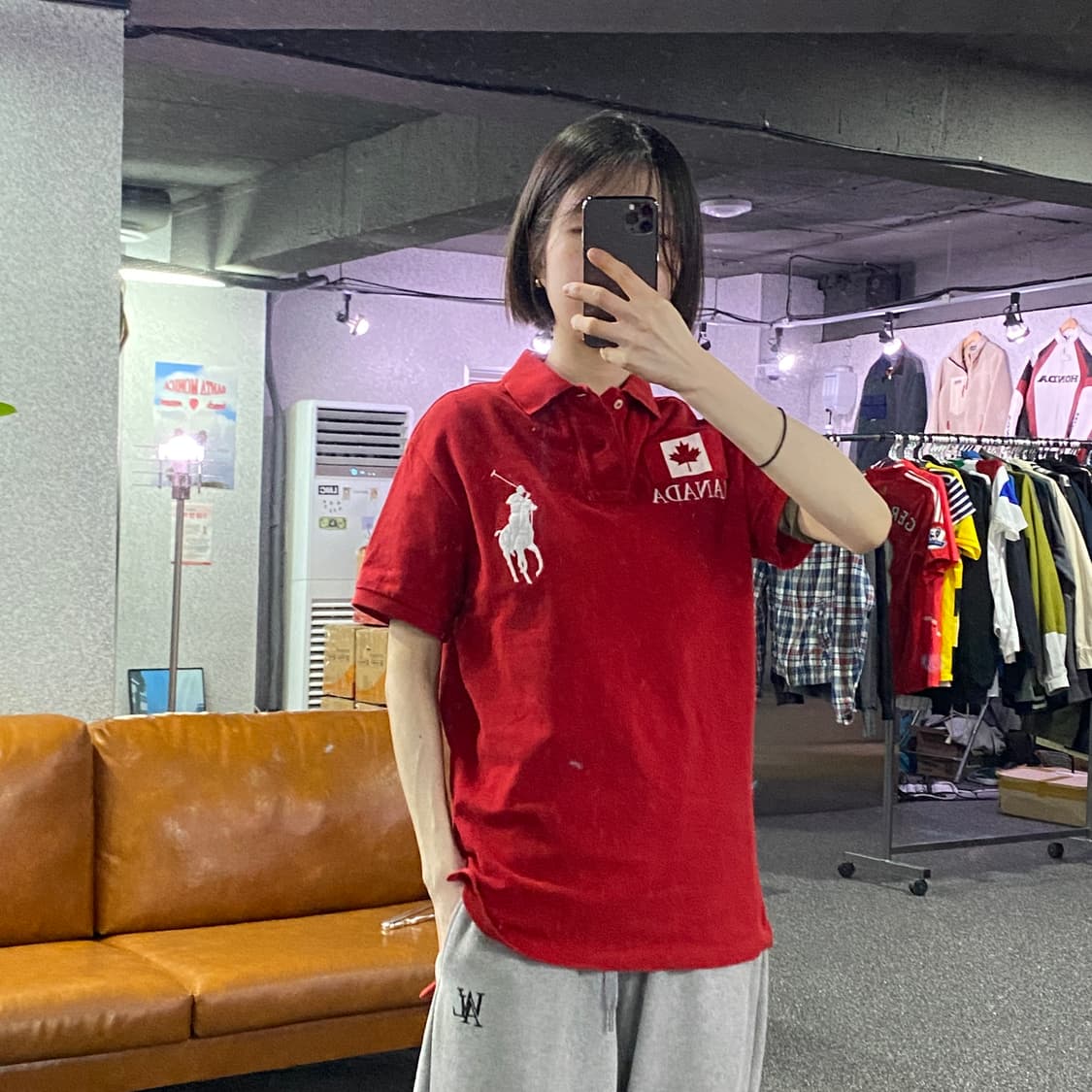 폴로 랄프로렌 캐나다 빅포니 커스텀핏 레드 카라티 B4561  상품이미지1