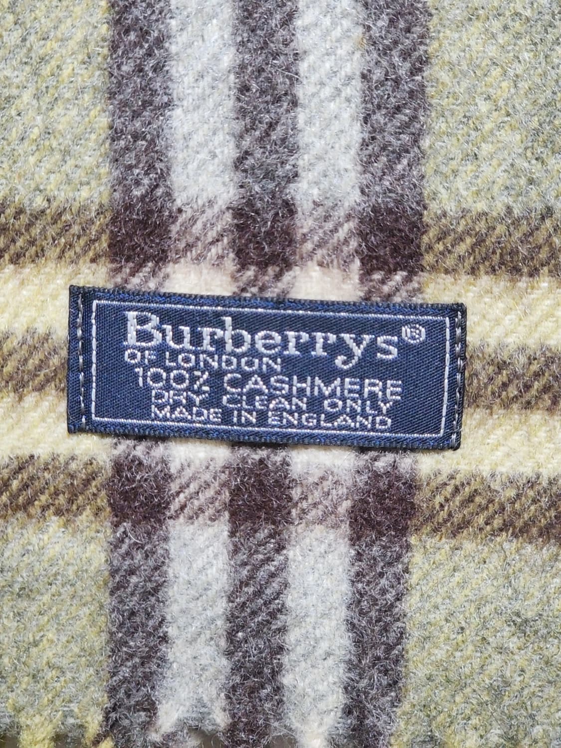 (정품) 버버리 캐시미어 머플러 체크 목도리 카키 영국판  상품이미지5