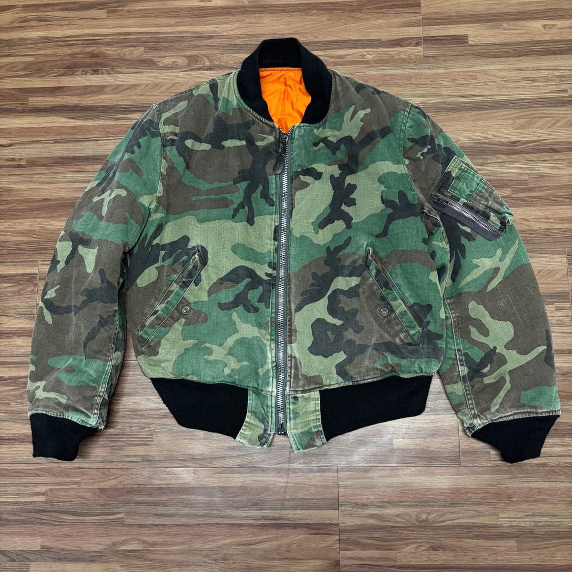 70s 알파 인더스트리 e타입 라프 우드랜드 카모 ma-1 마원 봄버 상품이미지1