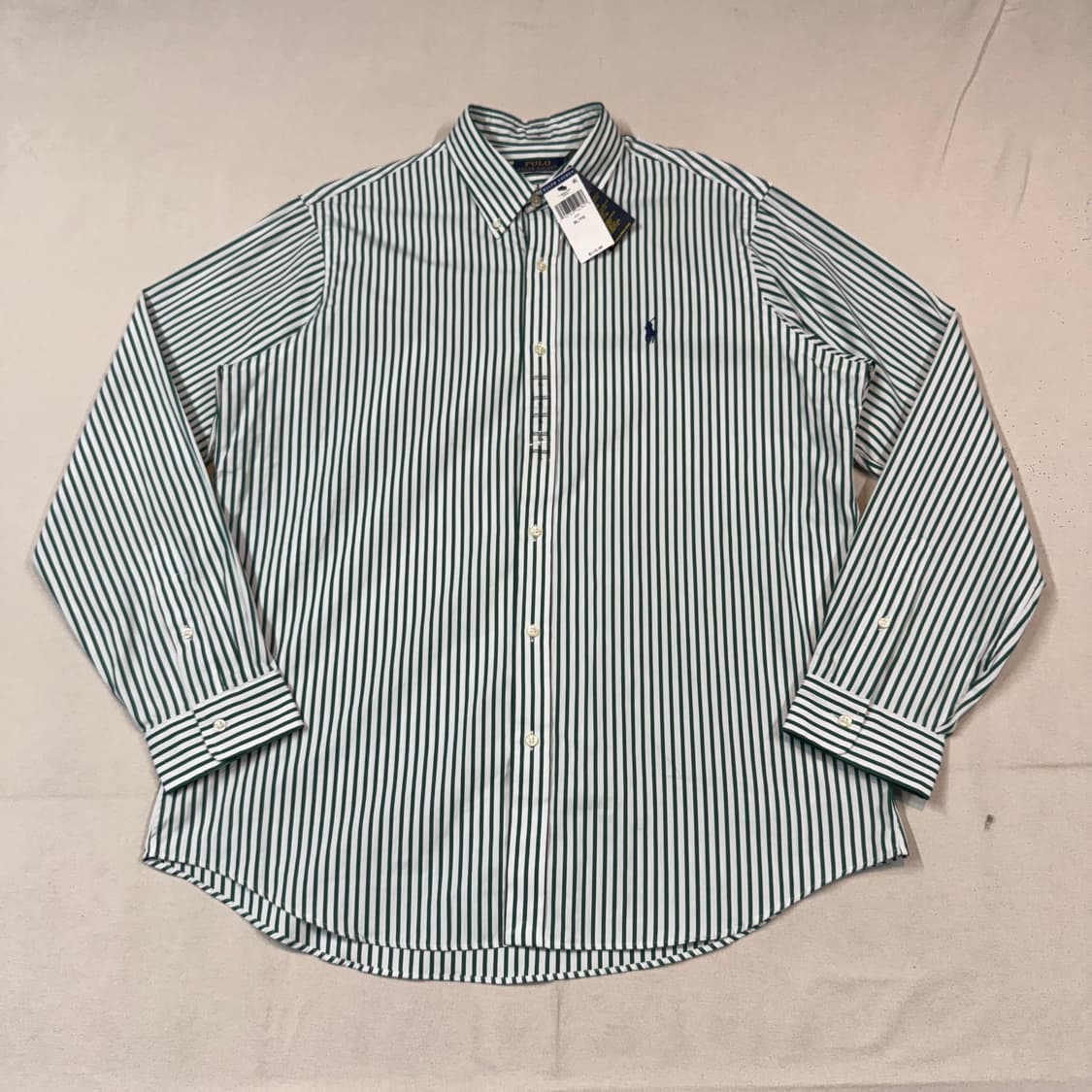 XL) 폴로 랄프로렌 그린 스트라이프 셔츠 신형 미사용품 상품이미지1