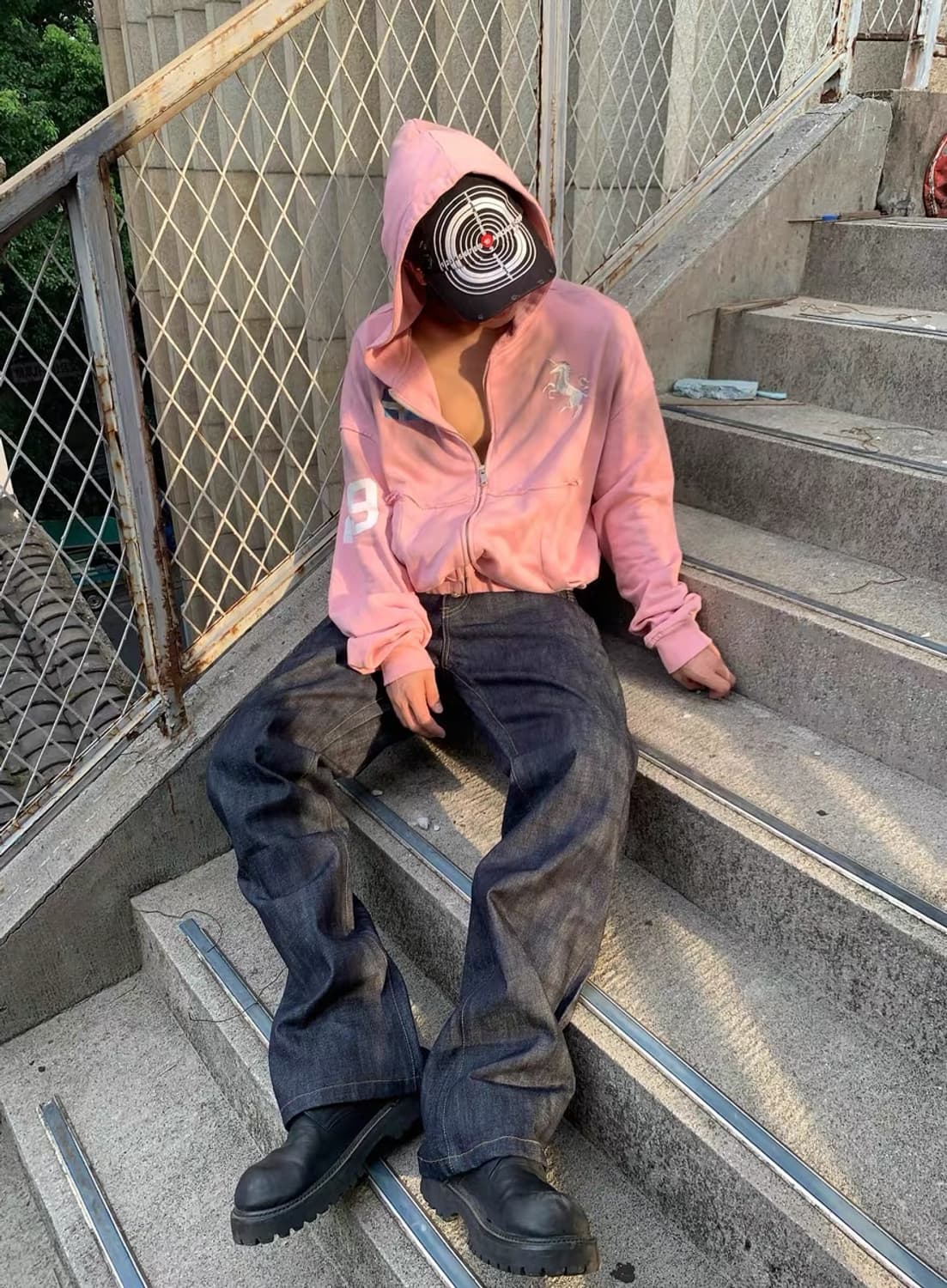Dust Wash Pink Rider Zip Hoddie 상품이미지10