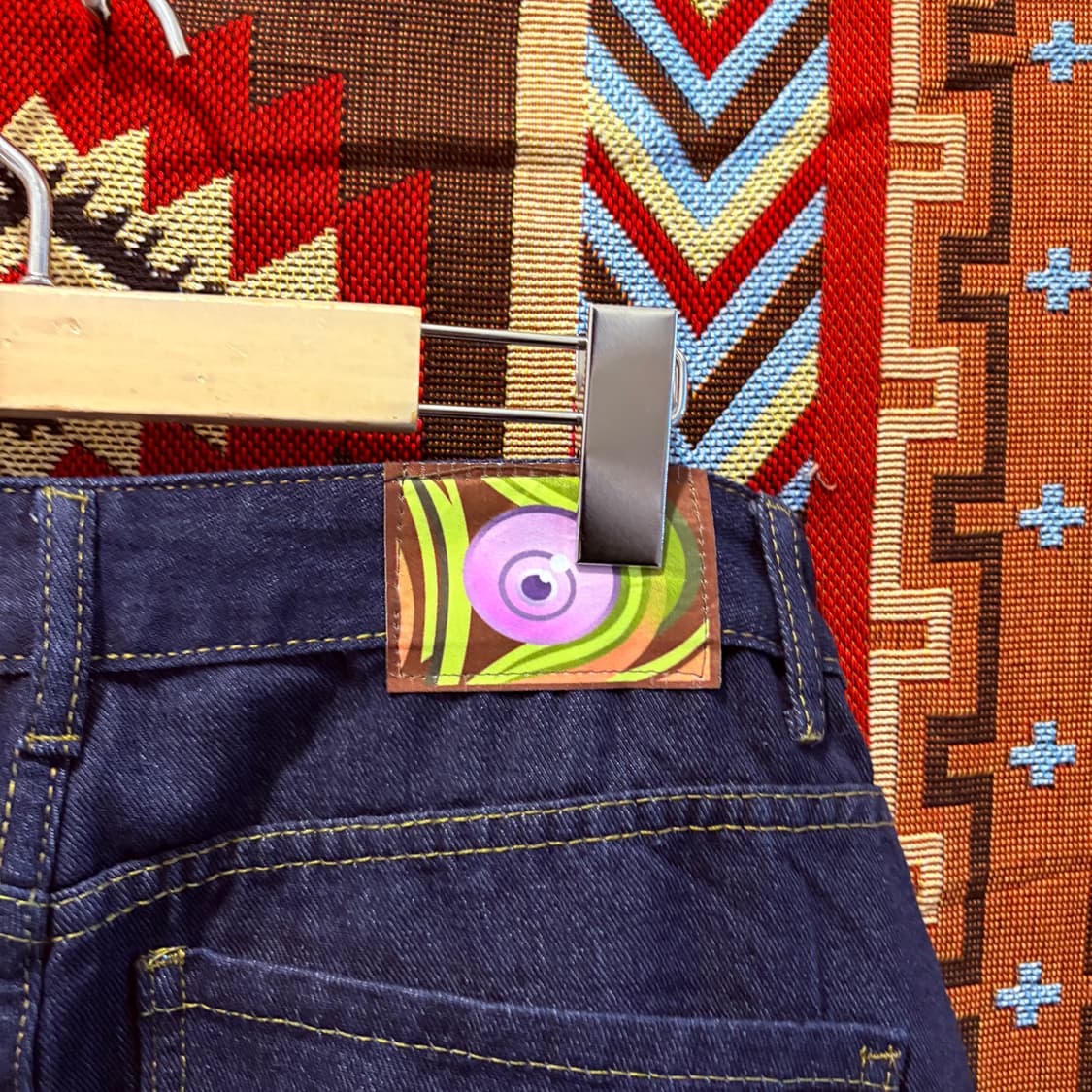 빈티지 백 자수 일제풍 데님팬츠 상품이미지3