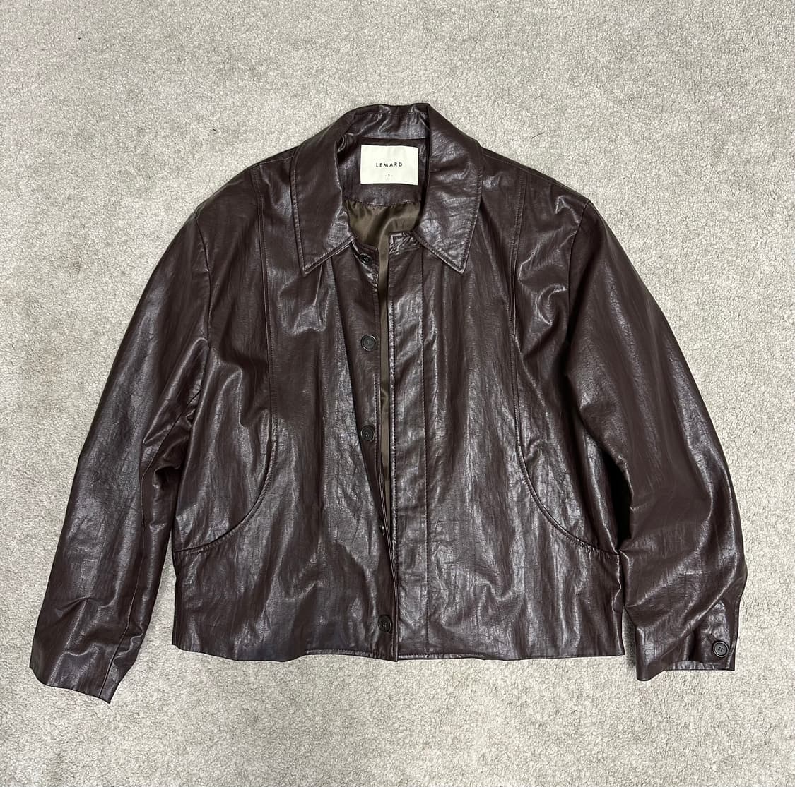 르마드 페이커 레더 절게 자켓 브라운 상품이미지2