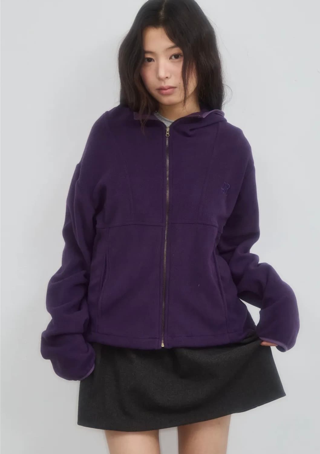 (미개봉 새상품) 레터리 라인 플리스 집업 퍼플 보라색 후리스 집업 상품이미지3