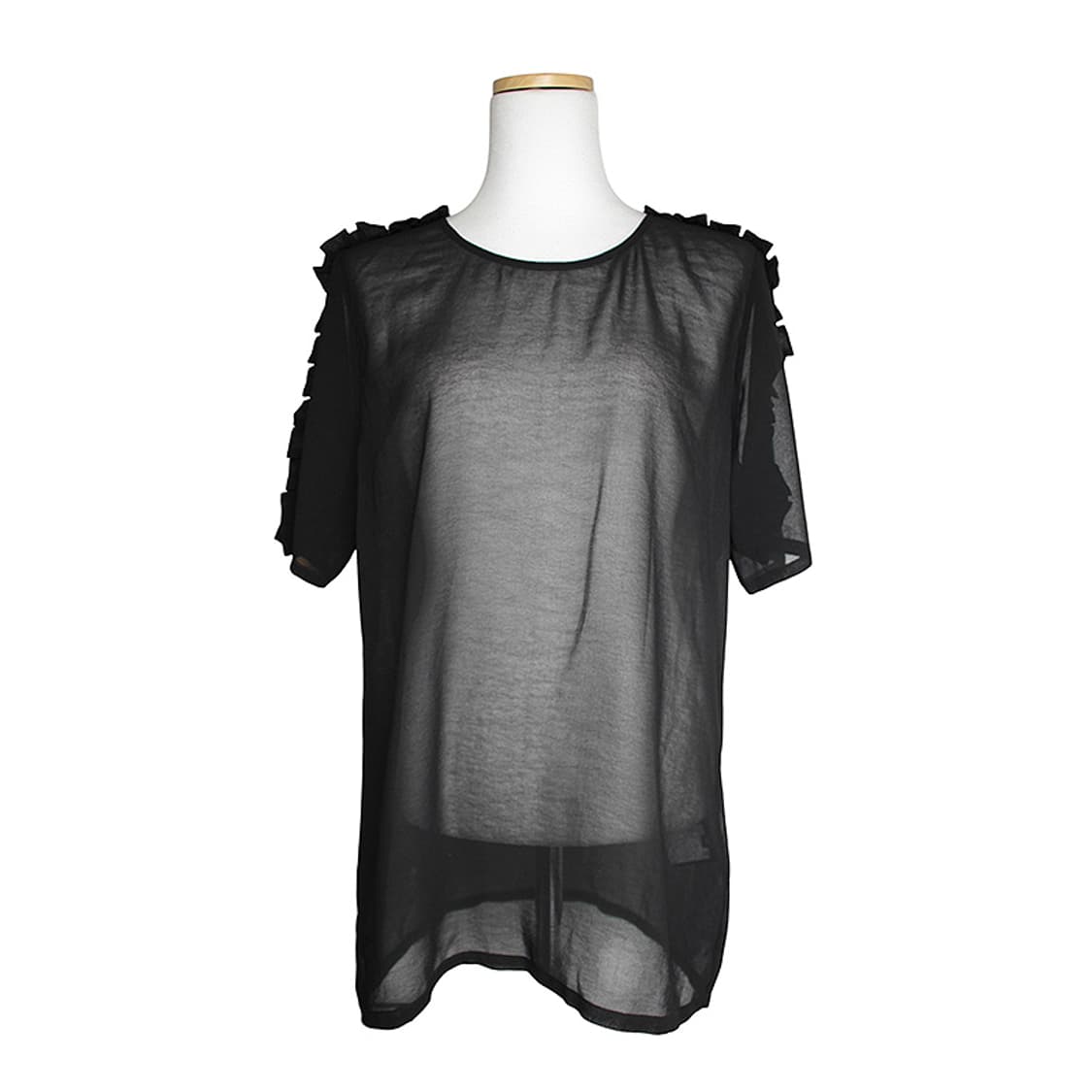 프렌켄 블랙 프릴 시스루 상의 55, 66 상품이미지1