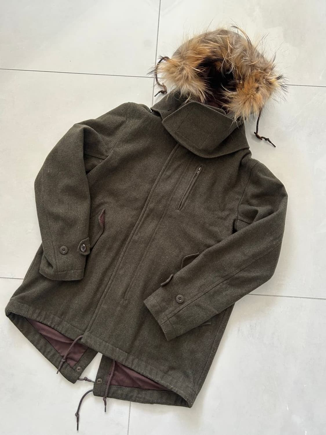 HOODED FUR WOOL MODS COAT 후드 달린 털 코트 상품이미지3