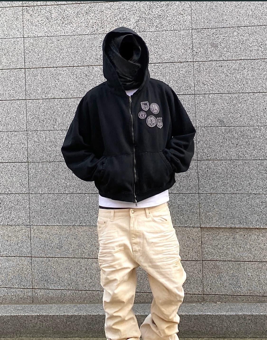 2사이즈) 언더마이카 올드다잉 멀티패치 후드집업 상품이미지4