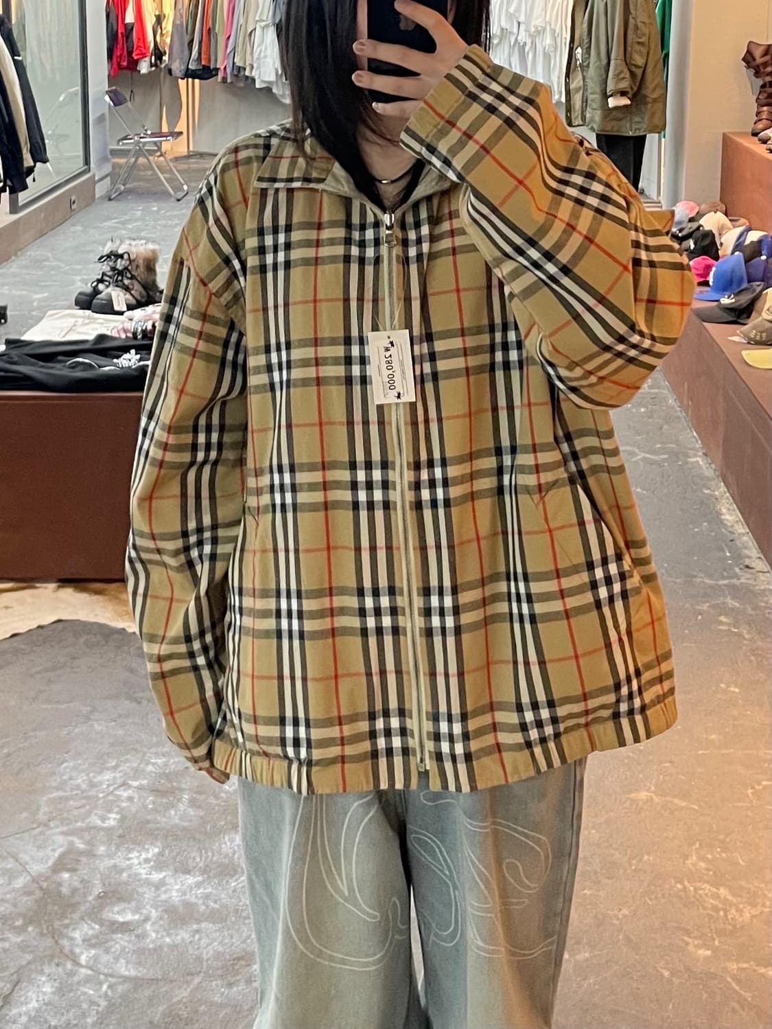 버버리 베이지 노바체크 리버시블 블루종 자켓 H1747 상품이미지1