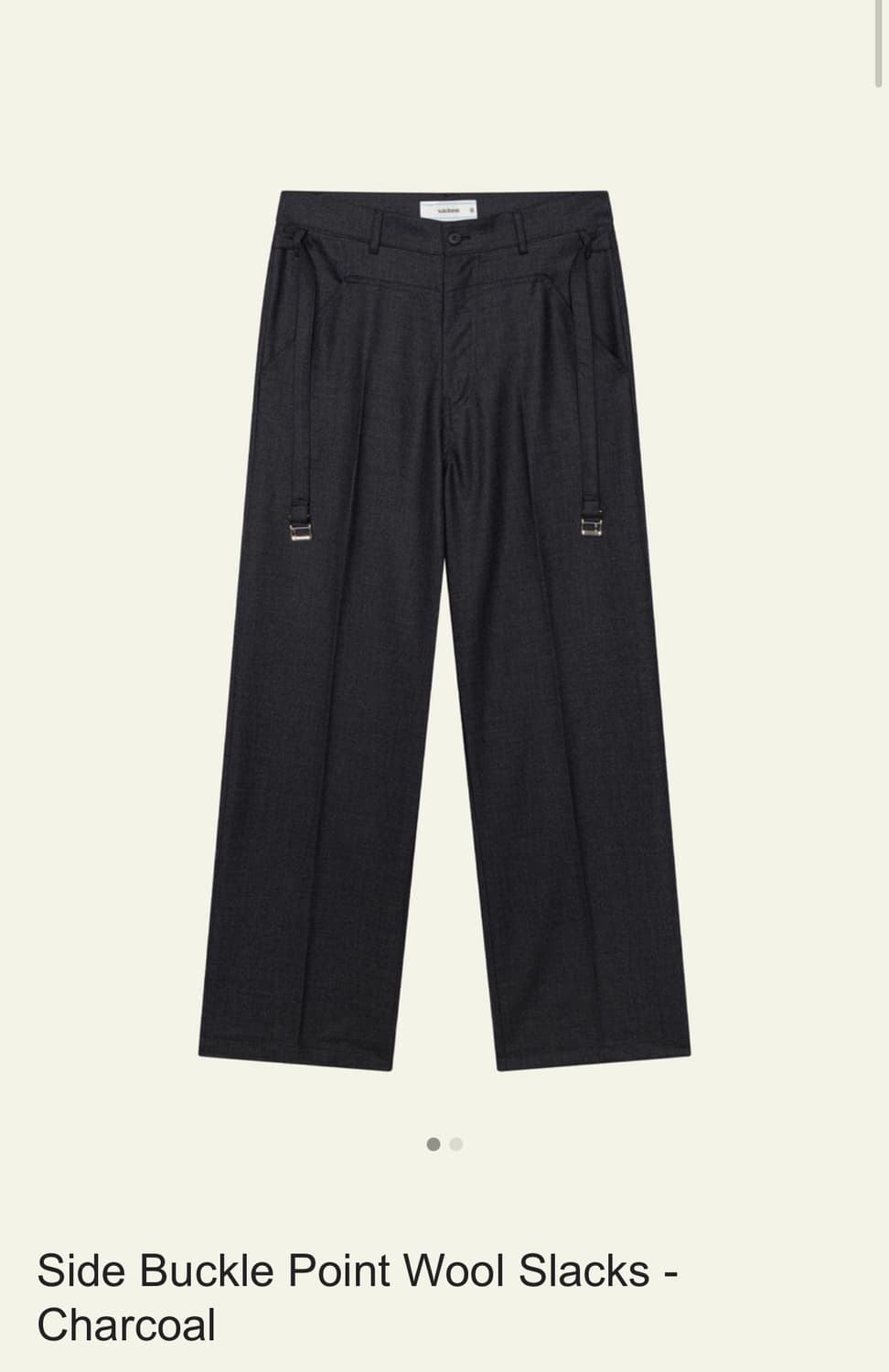 [2] 웨이비니스 사이드 버클 포인트 울 슬랙스 차콜 상품이미지1