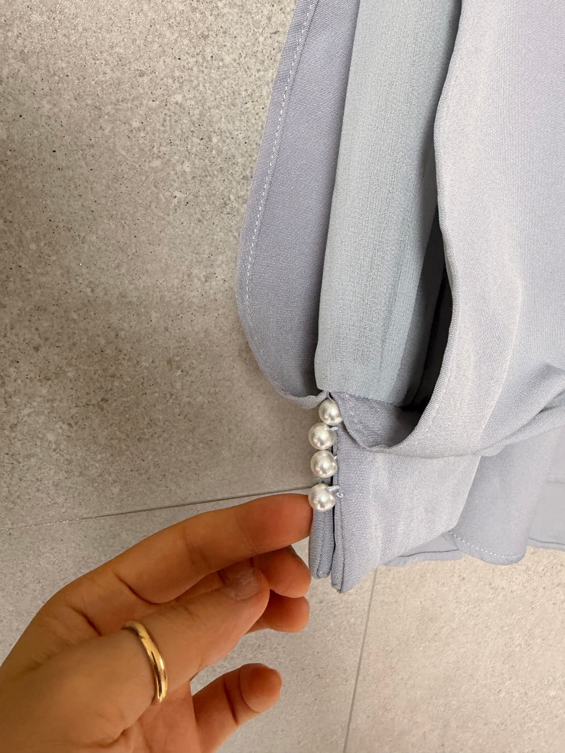 여성 블라우스 그레이 블루 칠부 새상품 상품이미지2