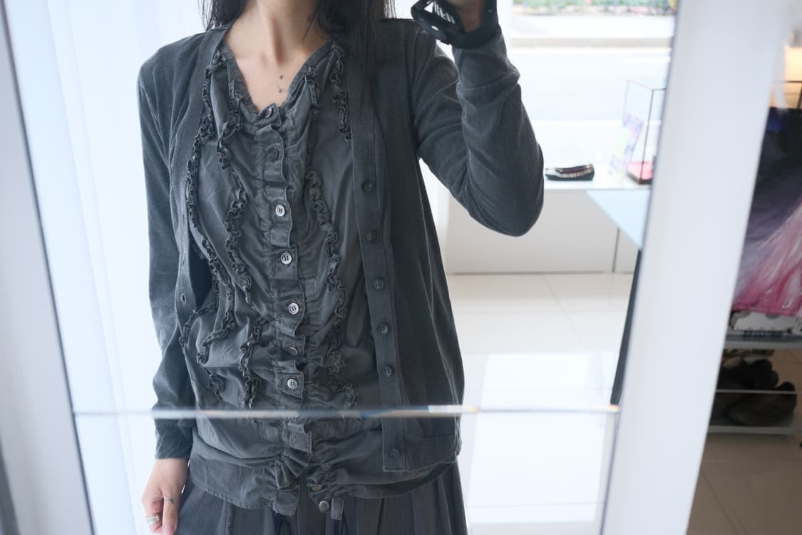 frill shirts docking washed cardigan 상품이미지3