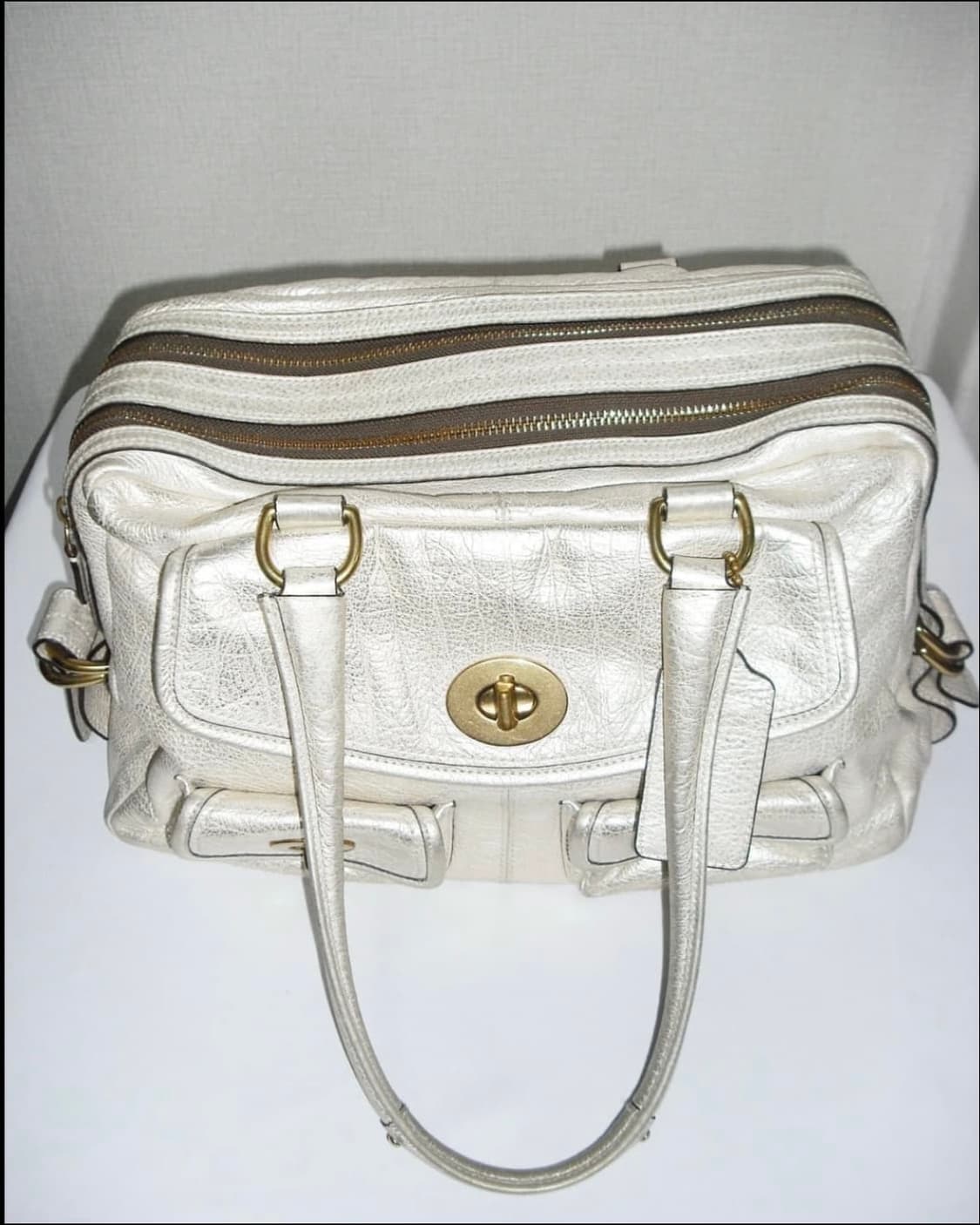 20s coach 코치 갸루 리미티드 숄더백 실버골드 턴락 토트백 상품이미지8