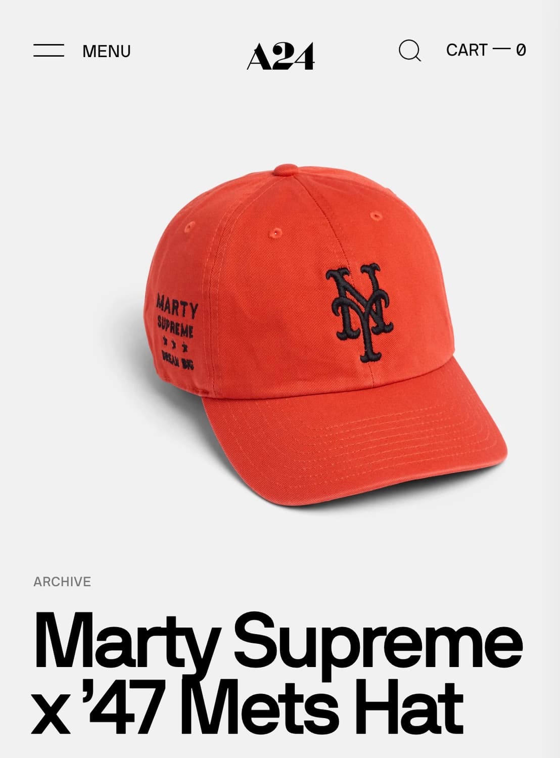 [OS] Marty Supreme x'47 Mets Hat 마티슈프림 상품이미지1