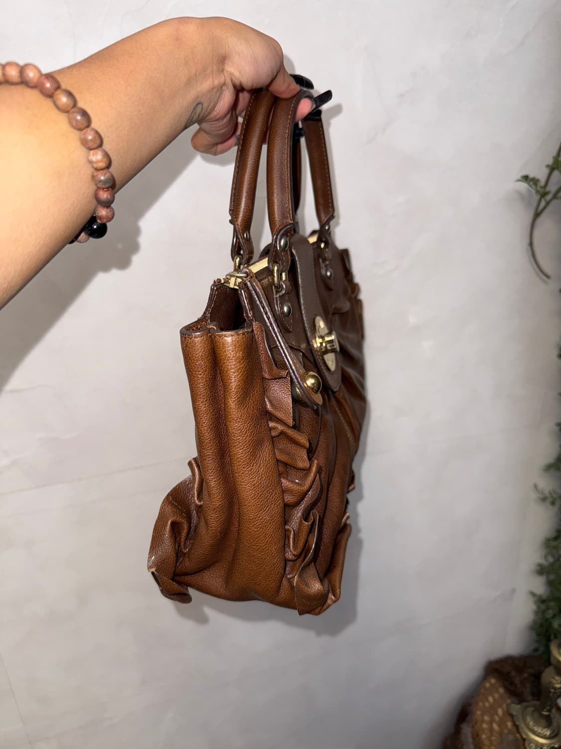 MOSCHINO leather shirring ruffle 숄더백 상품이미지3