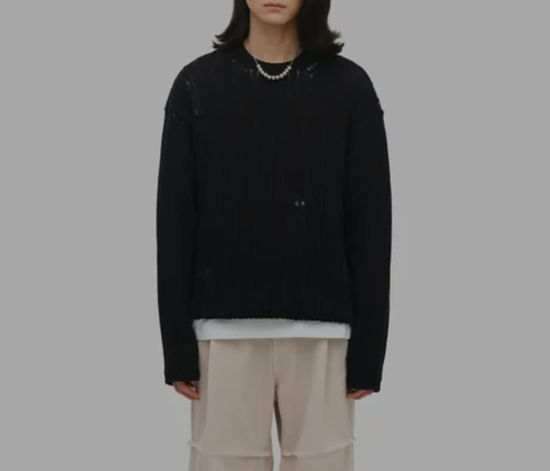 쿠어 데미지 씬 크루넥 니트 M _ 남성 상품이미지1