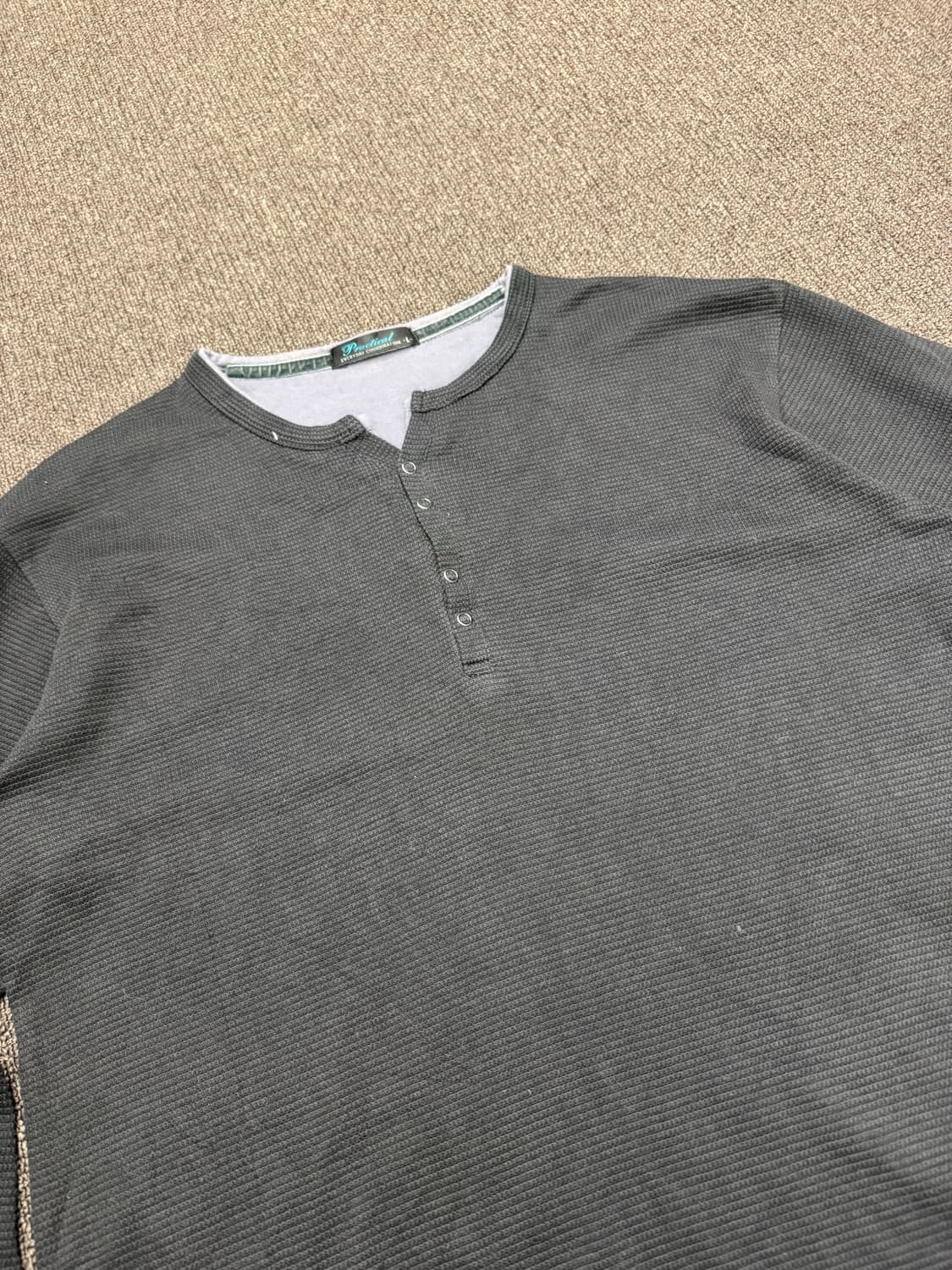 L)Japanese vintage 레이어드 헨리넥 와플 롱슬리브 상품이미지3