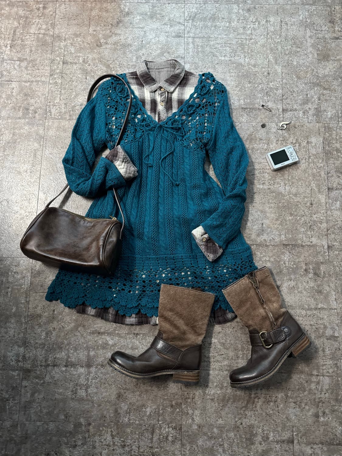 양면 체크 셔츠 원피스 상품이미지2