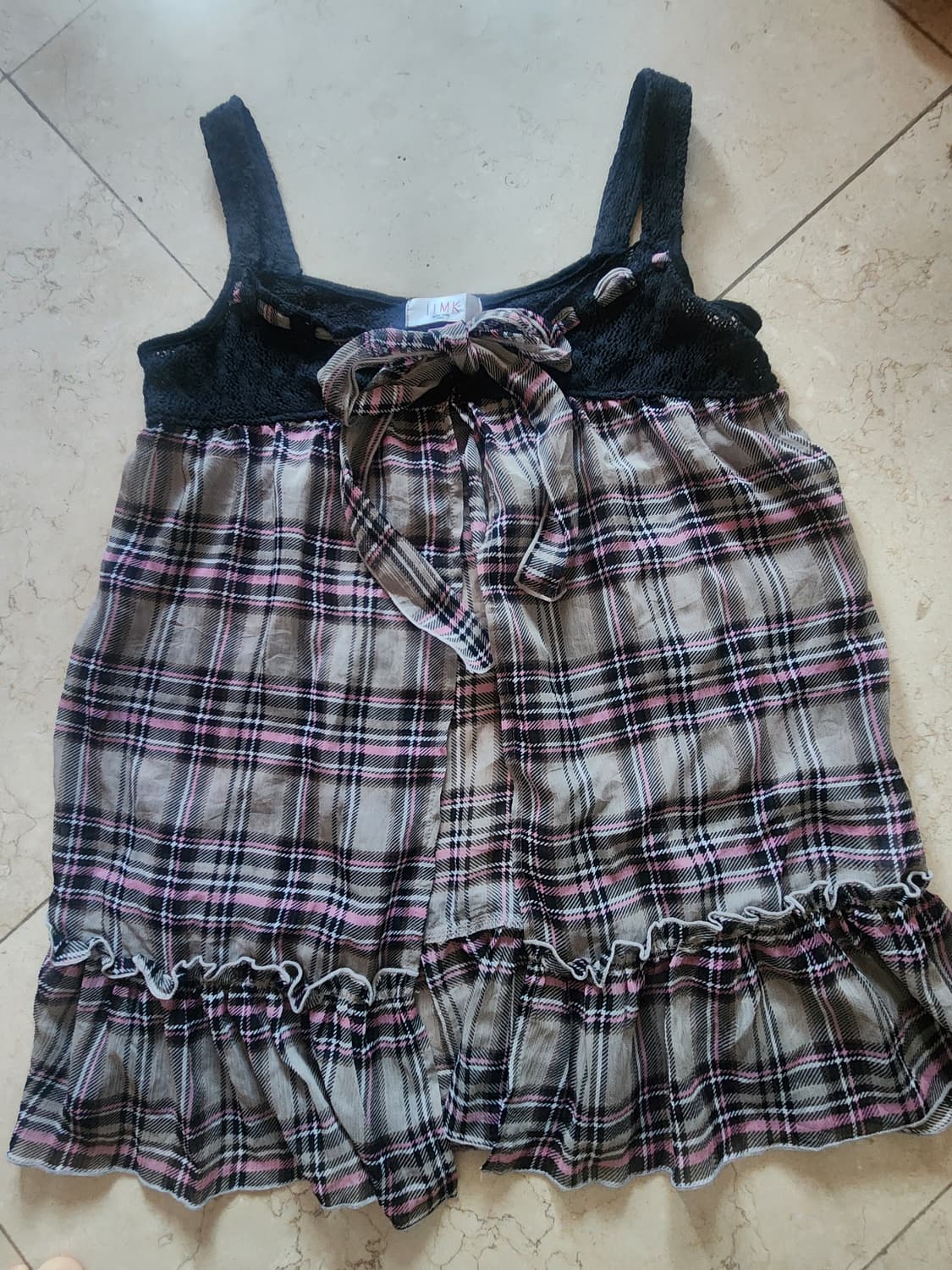 빈티지 체크 캐캐체깔 슬리브 상품이미지1