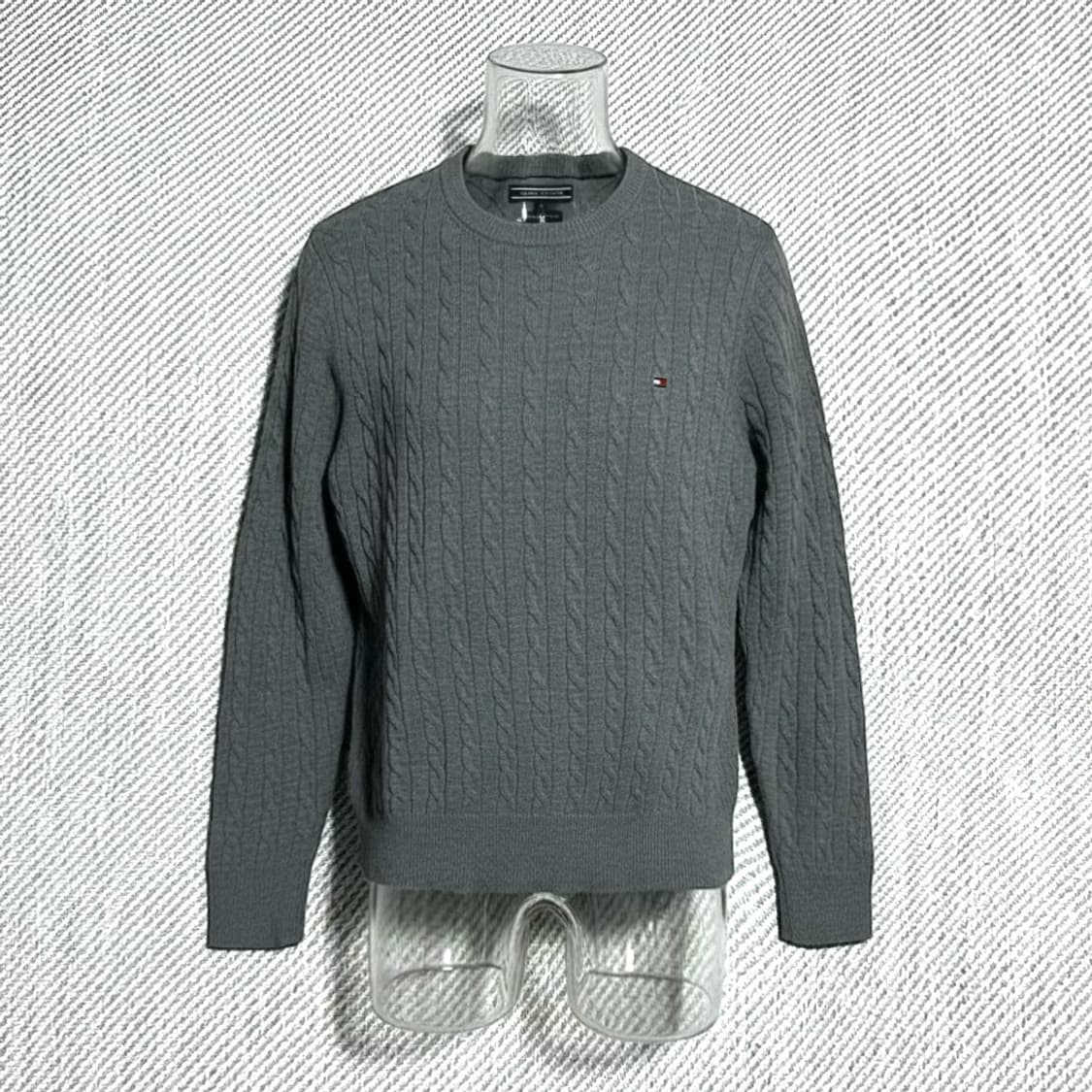 [M] Tommy 타미힐피거 그레이 램스울 케이블 라운드 니트 상품이미지1