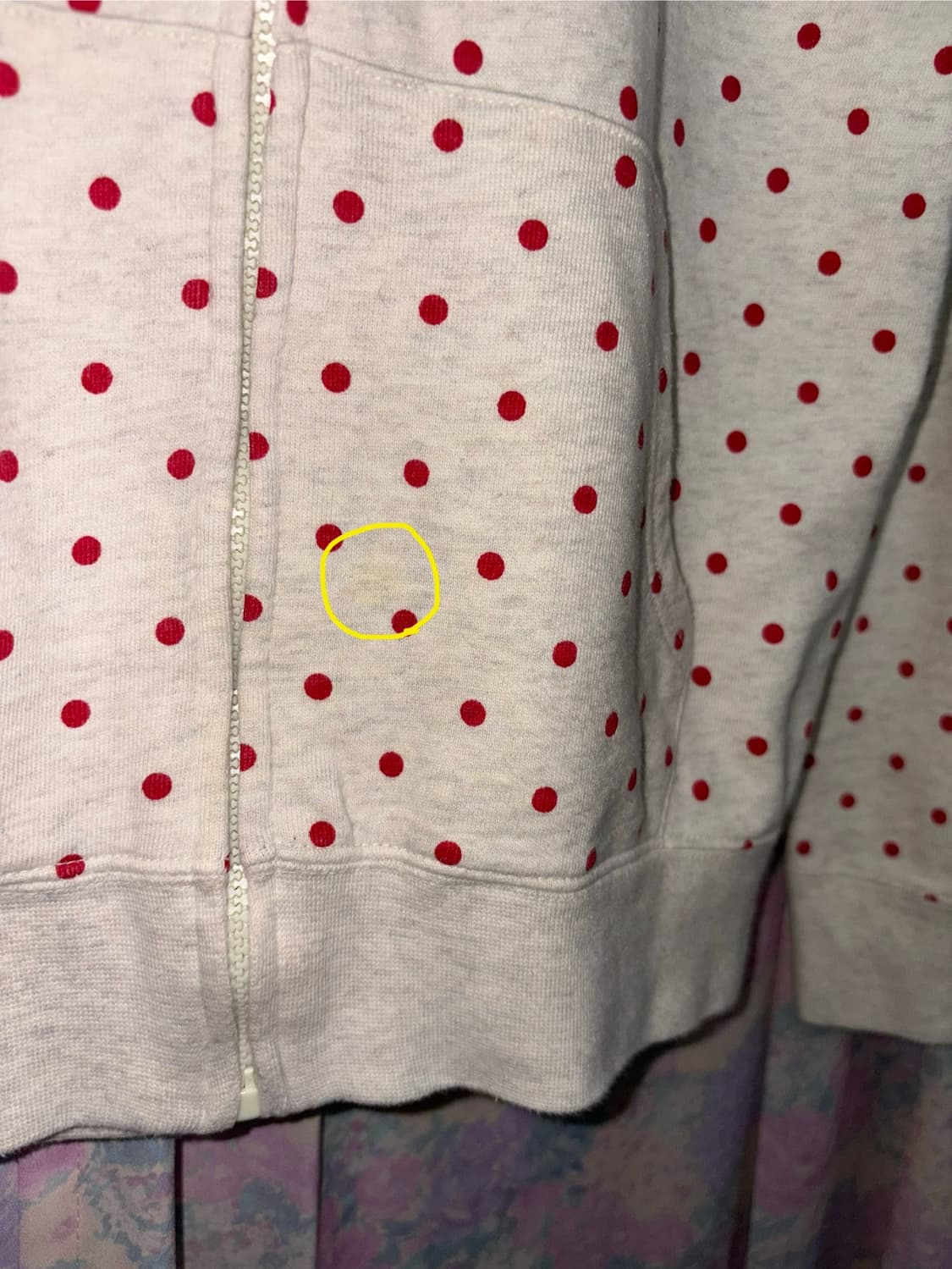 오트밀 레드 도트 후드집업 상품이미지7