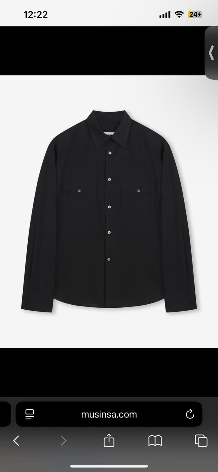 비슬로우 STRIPE OFFICER SHIRT BLACK 상품이미지1